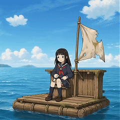 Flood Frontier pixel crew reference GIF with working and sleeping animation style
