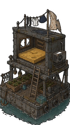 Flood Frontier level 5 advanced houseboat GIF with clear functional zones