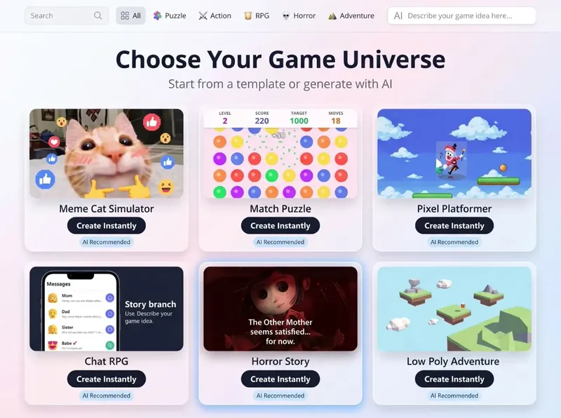 AI game oluşturucu için first-time oluşturucular and game developers