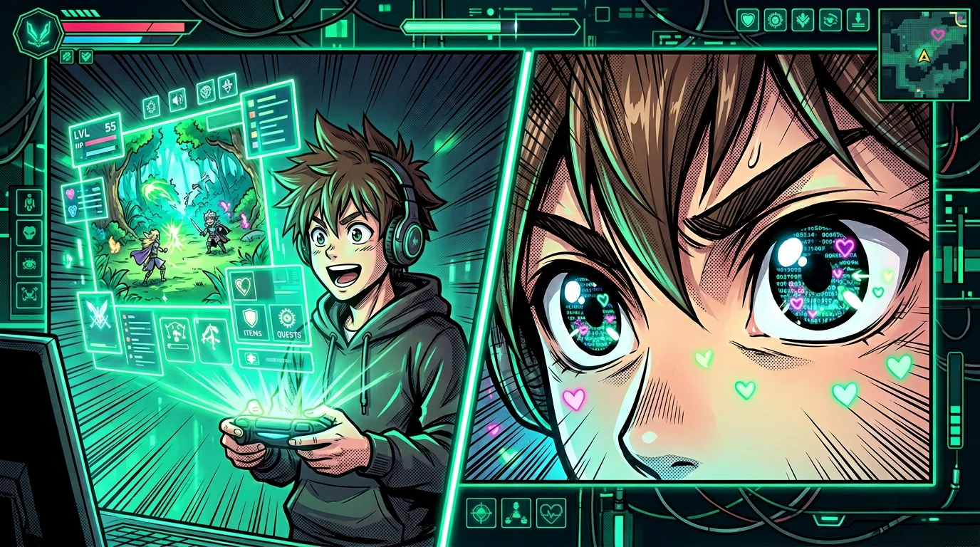 Illustration of AI games on SeaVerse with dynamic stories, characters, and browser-based interaction.