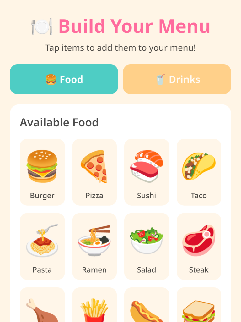 Menu Maker Game