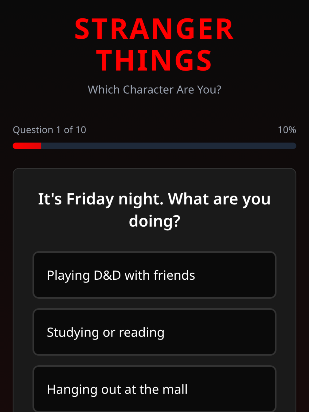 Stranger Things Character Quiz